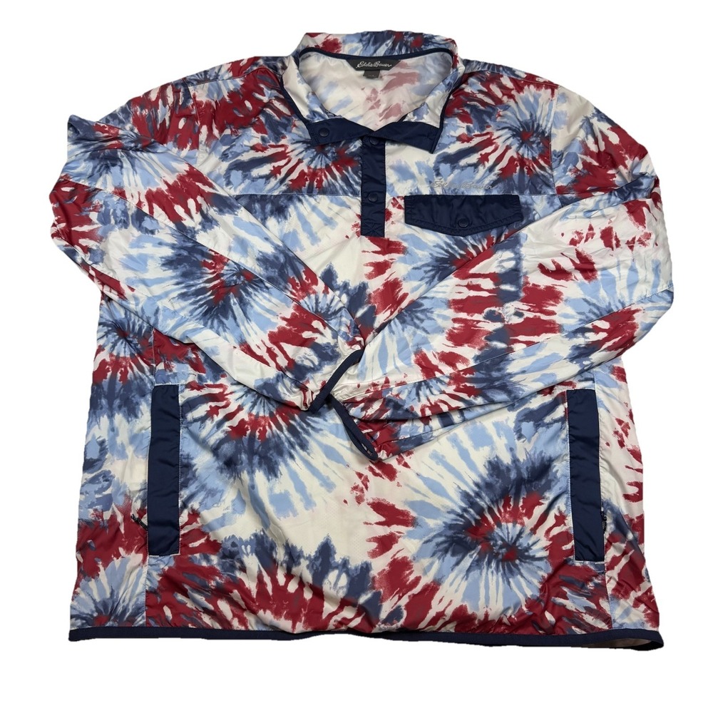 Eddie Bauer Momentum Snap Pullover Windbreaker Men's L Tie Dye‎ Lightweight GUC